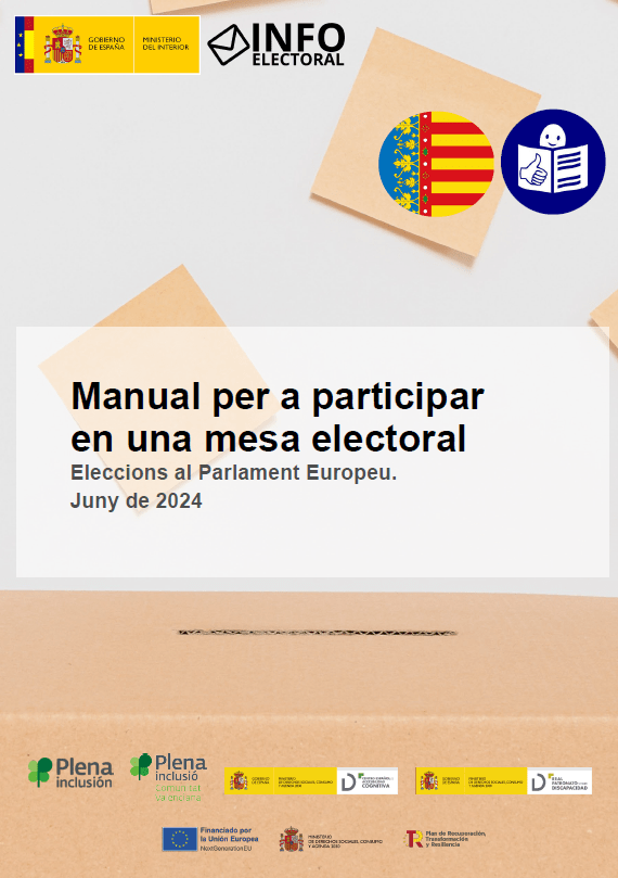 portada Manual de mesa. Elecciones europeas 2024. Valenciano. Lectura fácil